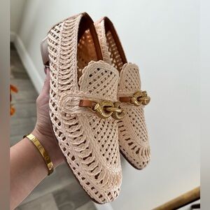 Tory Burch Woven Loafers with Gold Accent